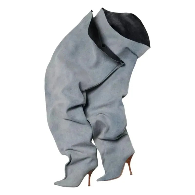 Pointed Over-the-Knee Boots With Thin Heels for Women