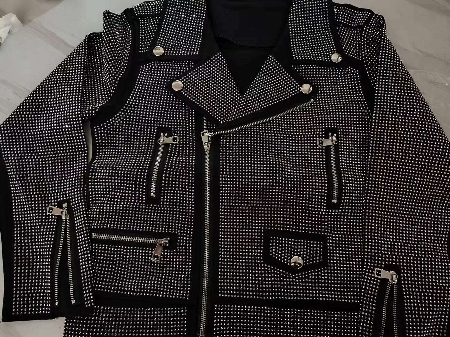 Sequined Embellished Zip Front Bomber Jacket For Women