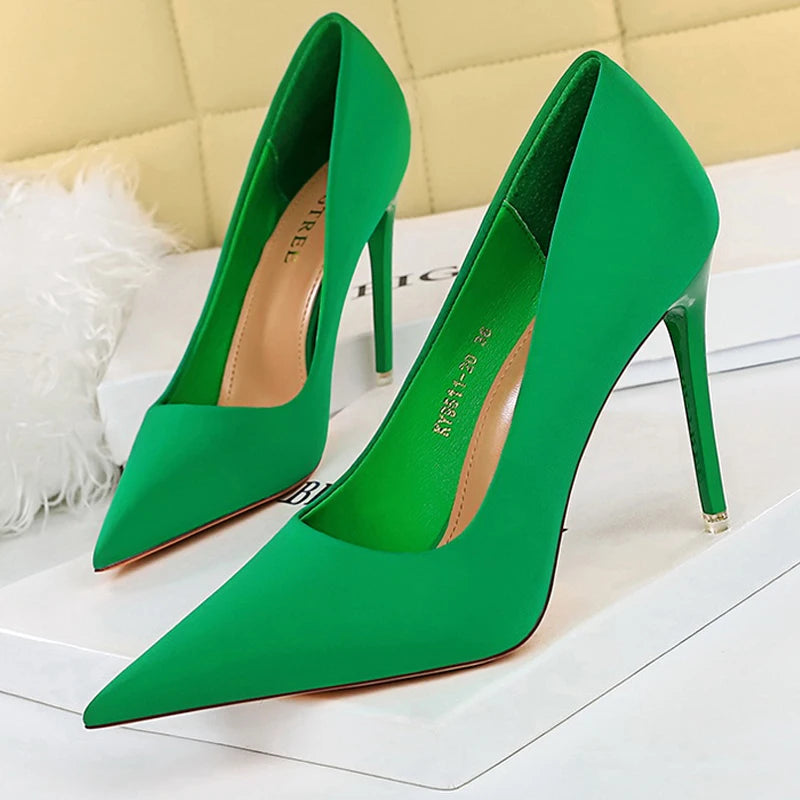 Elegant Purple Satin High Heel Stiletto Pumps for Women