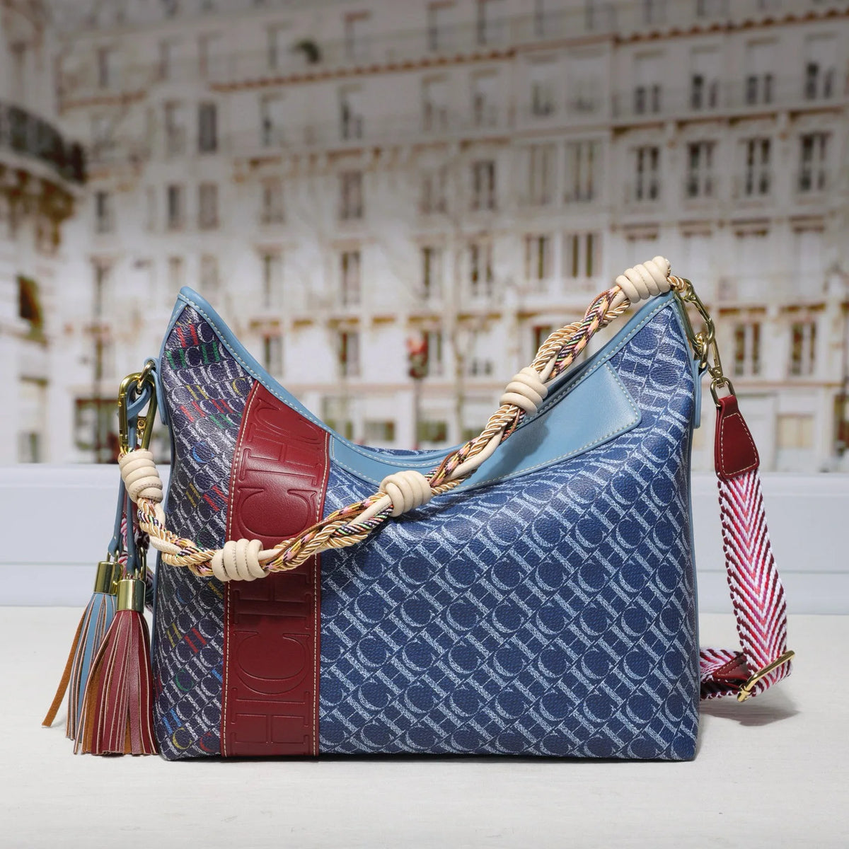Textured Letter Print Tote And Crossbody Bag for Women