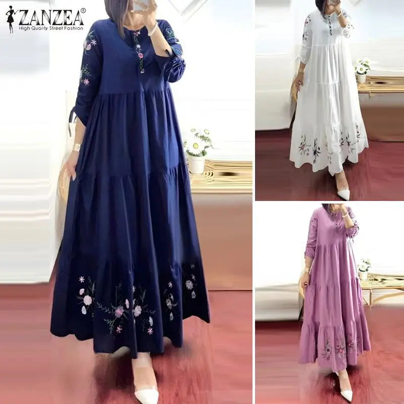 Floral Tiered Muslim Maxi Dress