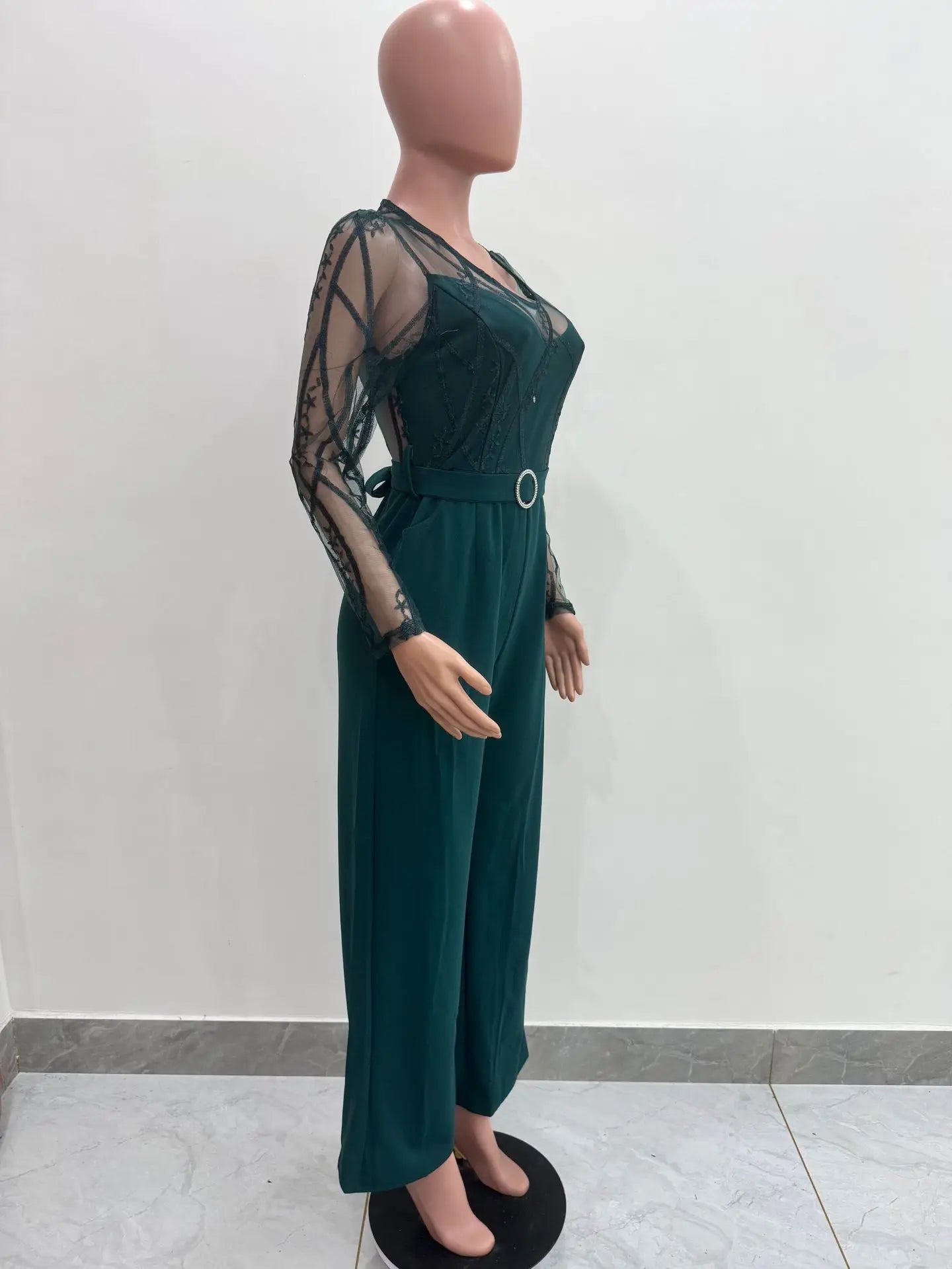 Elegant Patchwork Wide Leg O-neck Jumpsuit for Women