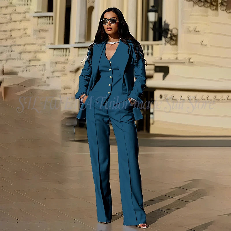 Sophisticated Slim Fit Three Piece Blazer Set For Women