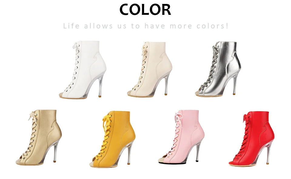 Lace-Up Crystal Heel Ballroom Dance Boots for Women