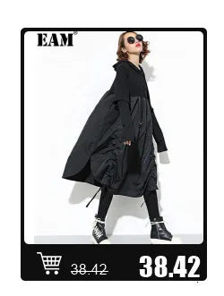 [EAM] Women White Irregular Hem Elegant Long Slim T-shirt New Round Neck Long Sleeve Fashion Tide Spring Autumn 2025 1DJ0097