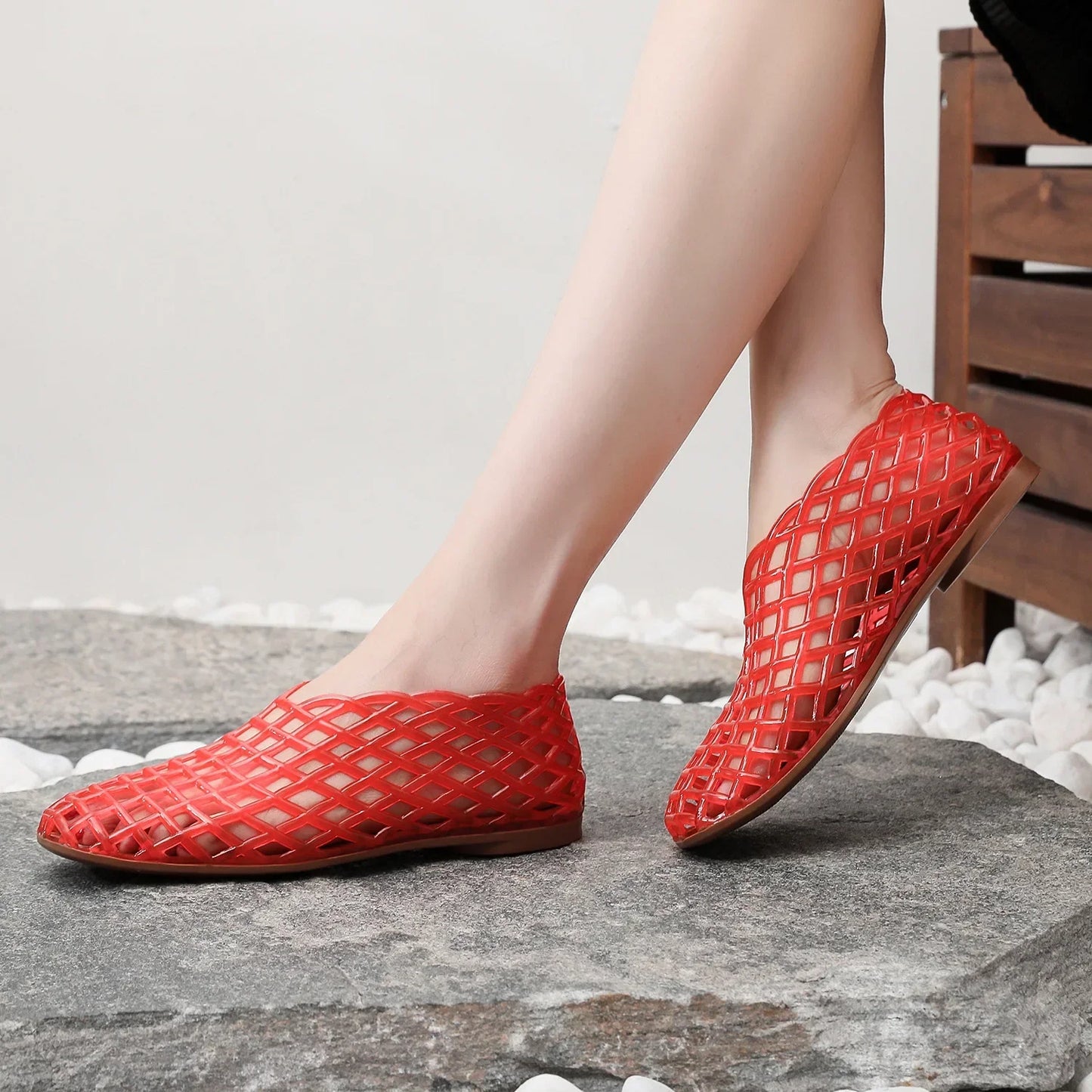 Lightweight Breathable Hollow Out Jelly Slides For Women