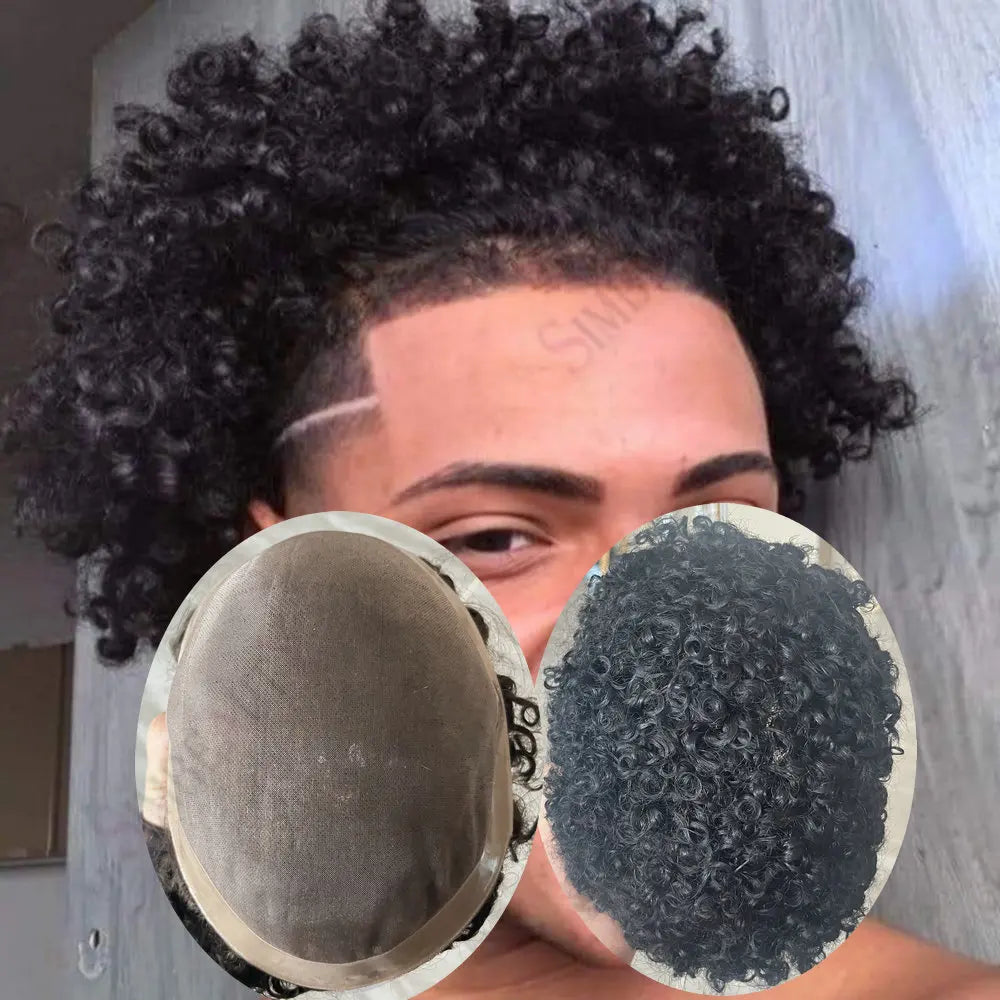 Natural Looking Kinky Curly Afro Human Hair Toupee for Women