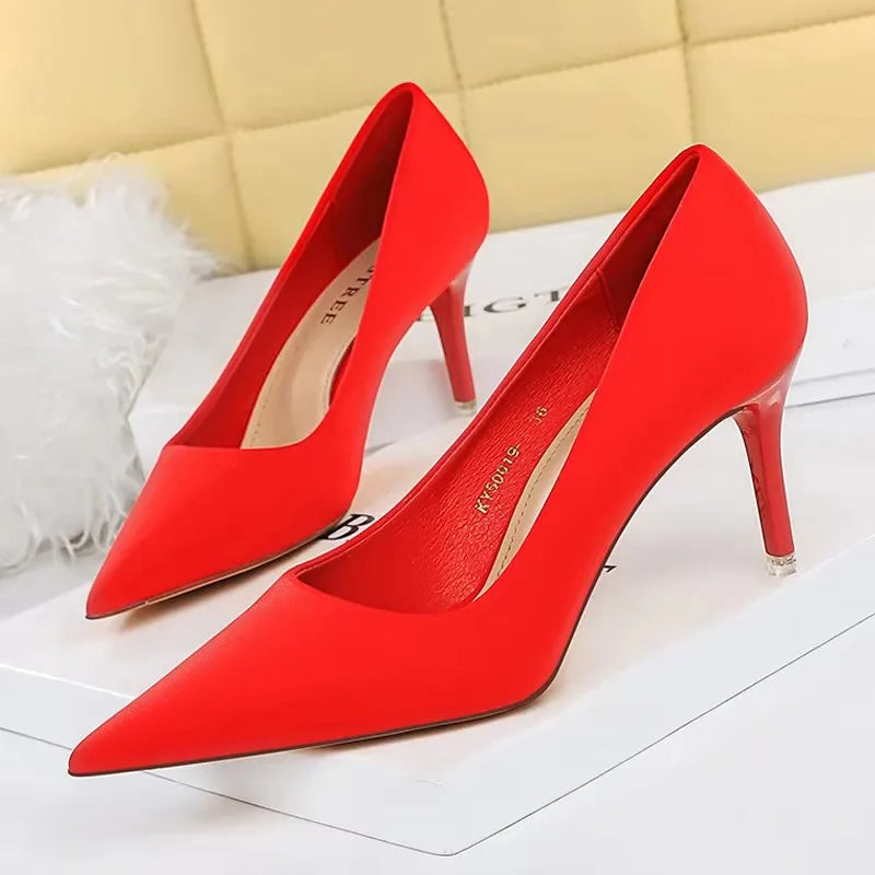 Elegant Purple Satin High Heel Stiletto Pumps for Women