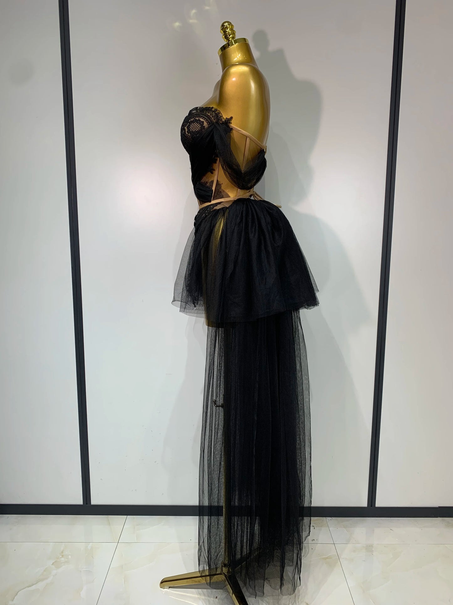 2025 New Arrived Sexy Cute Mesh Tops Skirt 2 PCS Set Women Celebrate Party Birthday Nightclub Performance Stage Show Outfit