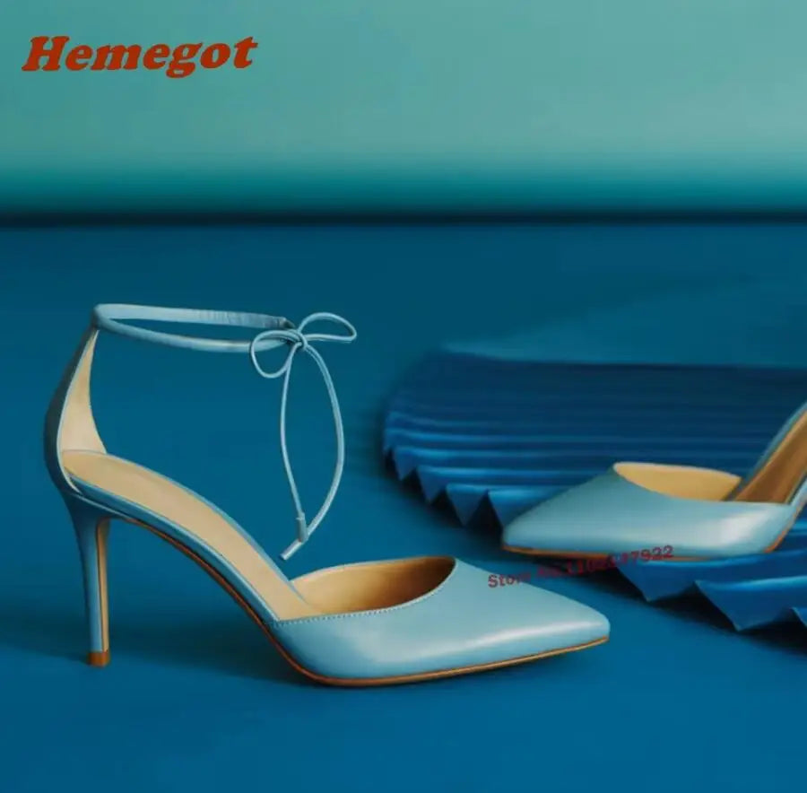 Lace Up Pointed Toe Pumps with Ankle Strap for Women