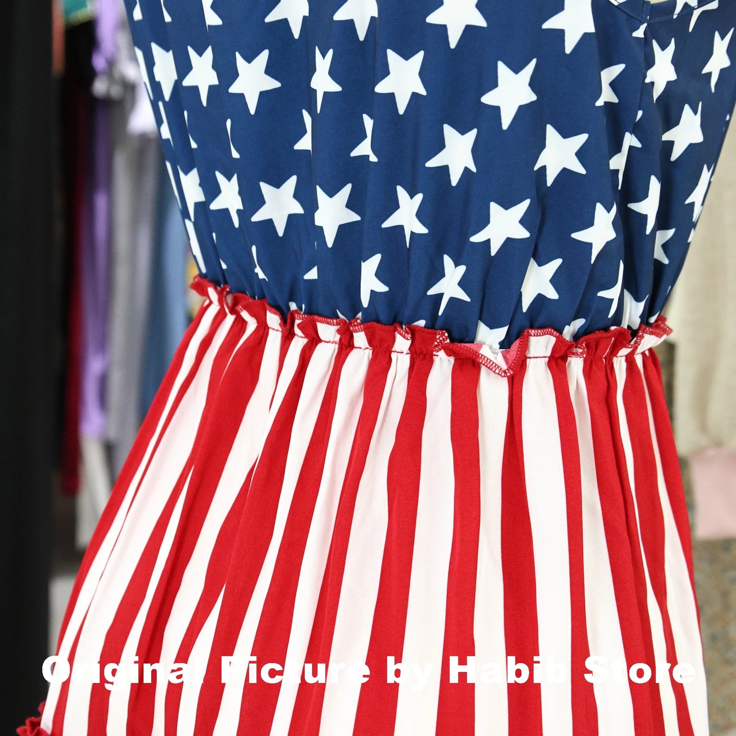 Midi Dress High Waist Ruffle Casual Sleeveless Women American Flag Star Mini Summer Girl Beach Female Vest Dress Gyaru Clothes