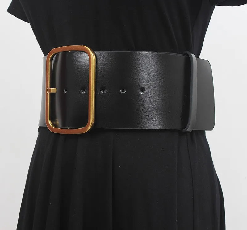 Wide Leather Corset Waist Belt Dress Accessory for Women