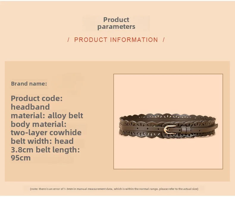Soft Wide Hollow Out Leather Wraparound Belt for Women