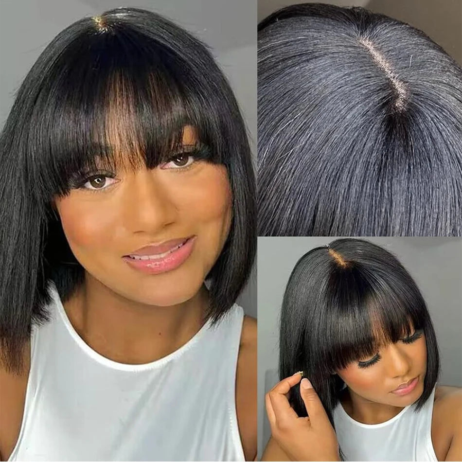 Straight Glueless HD Lace Bob Wig With Bangs for Women