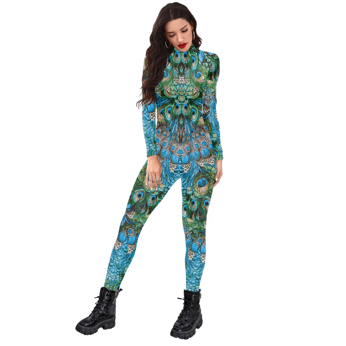 Vivid Animal Print Allover Zentai Bodysuit for Women