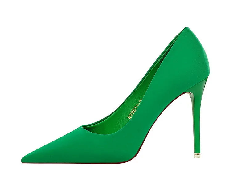 Elegant Purple Satin High Heel Stiletto Pumps for Women