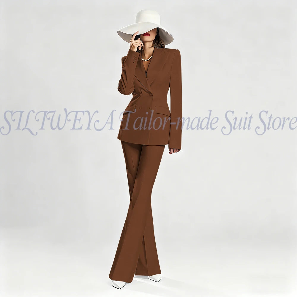 Slim Fit Double Breasted Blazer Suit Set for Women