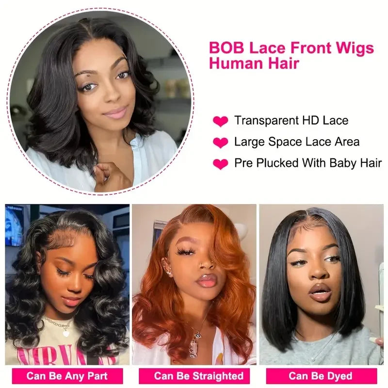 Glueless Short Human Hair Body Wave Bob Wig for Women