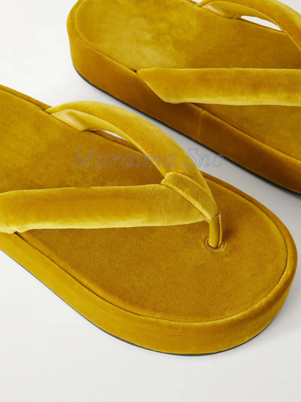 Soft Thick Plush Velvet Platform Flip Flops for Women