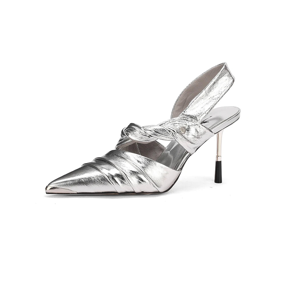 Elegant Real Leather Narrow Band Sandals for Women