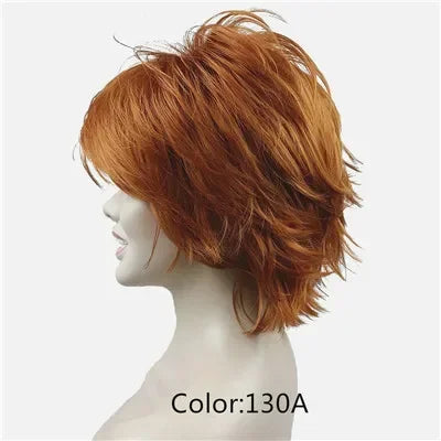 Fluffy Short Straight Layered Blonde Synthetic Wig For Women