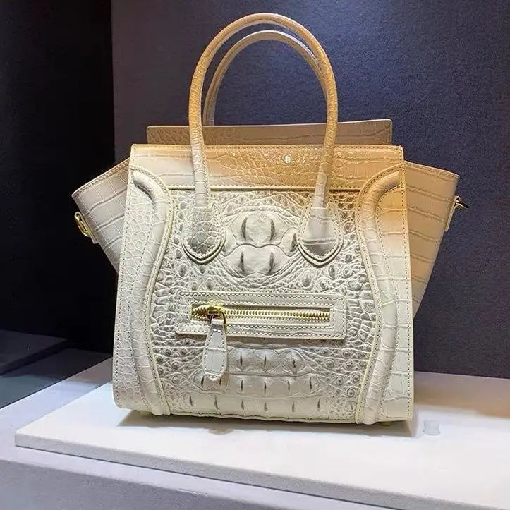 Crocodile Embossed Leather Crossbody Bag for Women