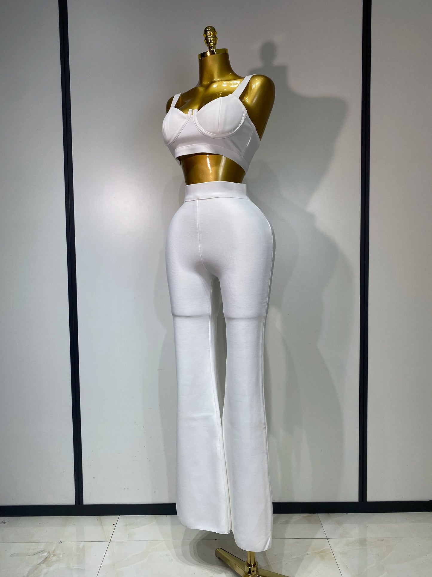 Women Sexy Bandage Crop Top Pant Set Evening Party Club Luxury Birthday High Street Fashion Elegant Luxury Birthday Outfit ﻿