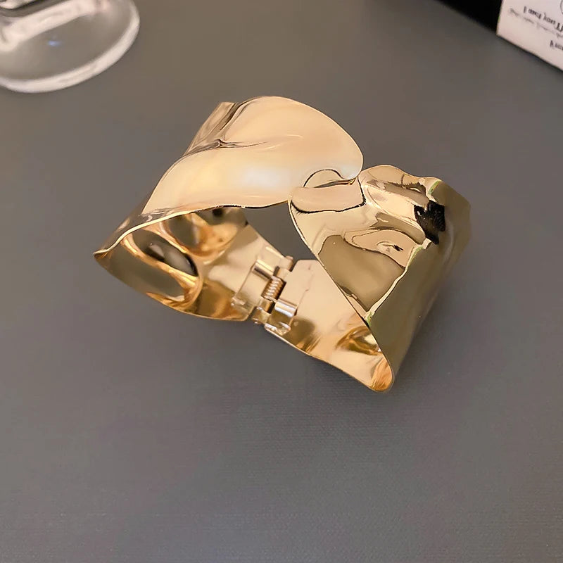 Layered Geometric Metal Cuff Bracelet
