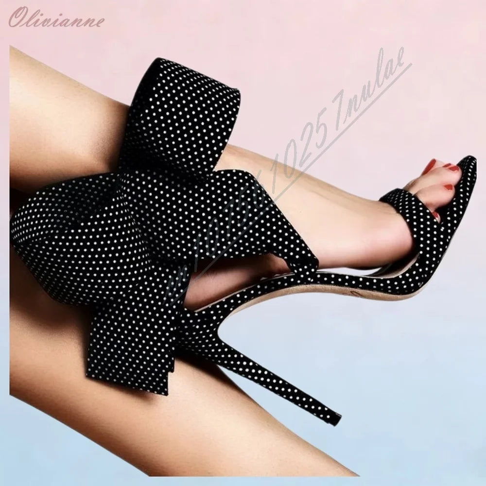 Elegant Polka Dot Tulle Pumps With Stiletto Heel For Women
