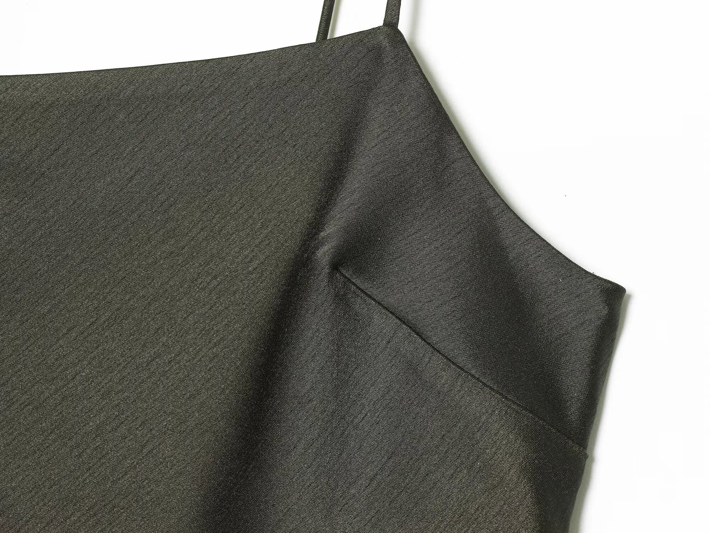 Elegant Dark Green Satin Lace Slip Evening Dress For Women