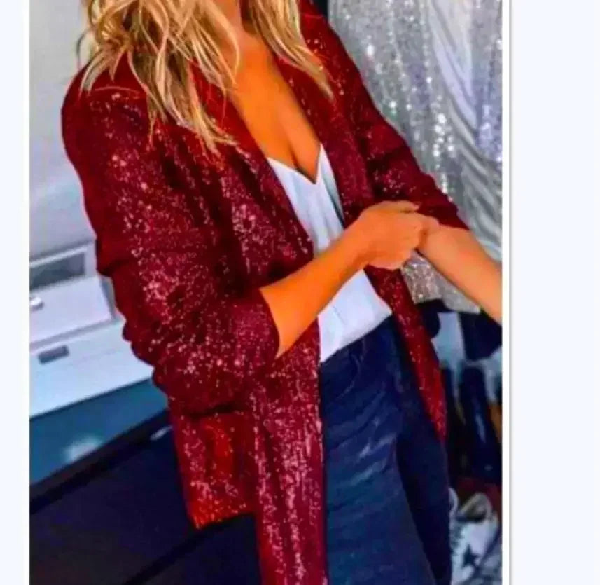 Customized 2025 New Women'sSequin Blazer Jackets Clothing Long Sleeve Elegant Jacket Autumn/Winter Collection Female Set