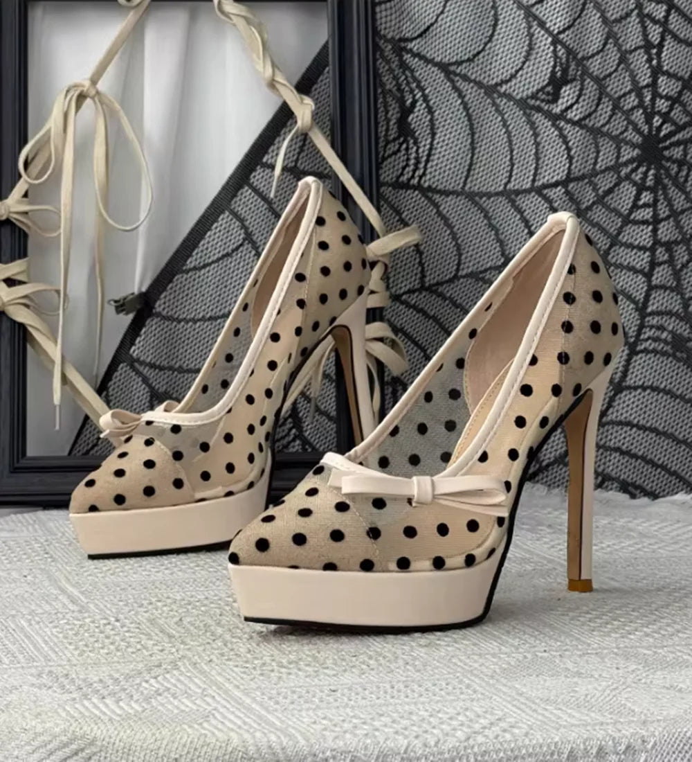 Polka Dot Bow Accent Pumps