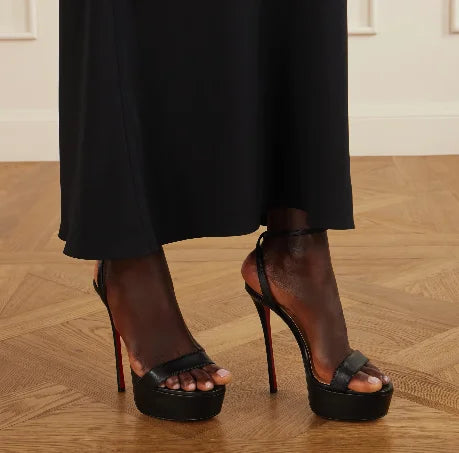 Metallic Rose Gold Platform Stiletto Sandals for Women