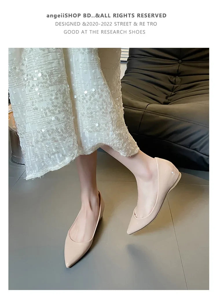 Slip On Pointed Toe Patent Flats