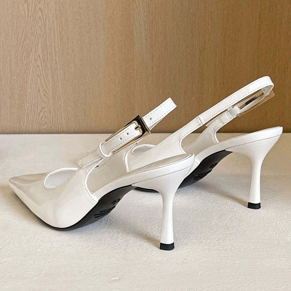 Patent Leather Buckle Strap High Heel Pumps for Women