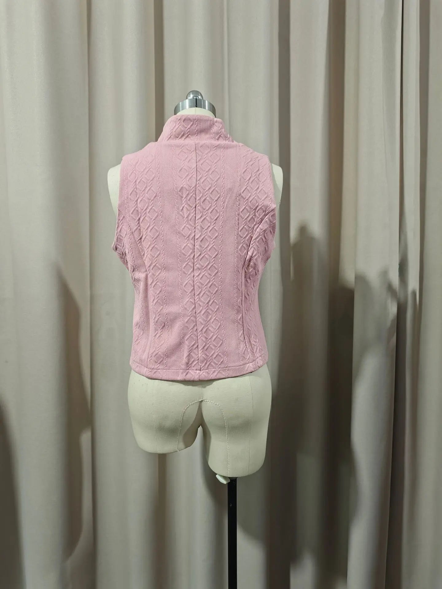 Solid Color Slim Fit Sleeveless Vest With Stand Up Collar for Women