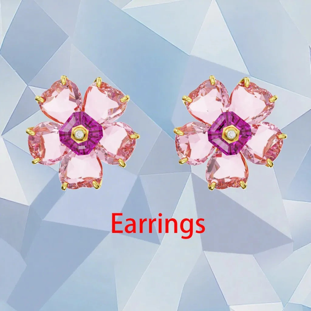 Gold Plated Zirconia Crystal Pendant Set for Women