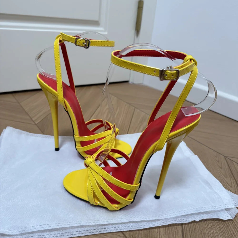 Ultra High Stiletto Heel Open Toe Strappy Sandals for Women