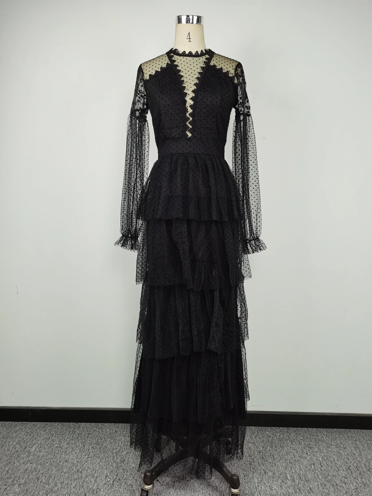 Elegant Lace Puff Sleeve A Line Evening Gown for Women