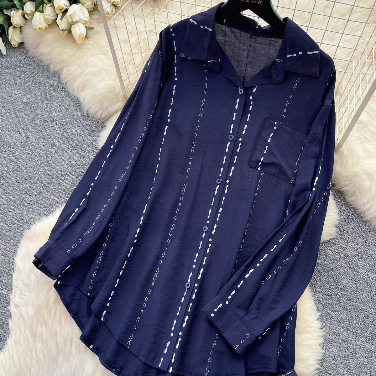 Collared Shirt and Wide Leg Pants Set