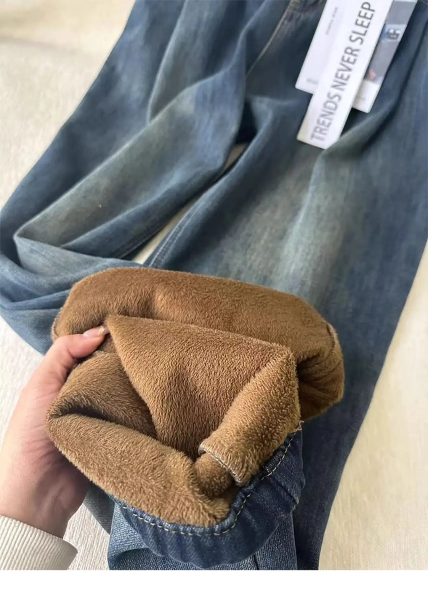 Velvet Baggy High Waist Denim Jeans