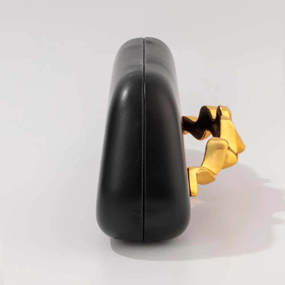 2025 Gold Metal Closure Box Clutch Bag for Women Vintage PU Leather Evening Bags Party Wedding Purse Clutch Elegant Prom Handbag