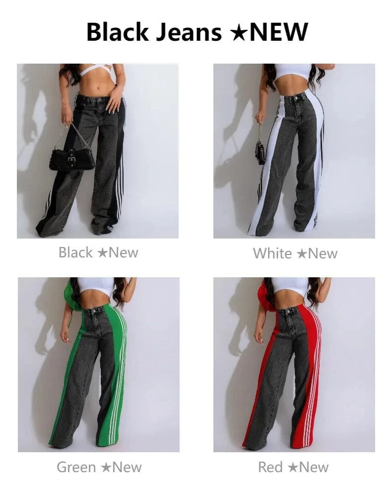 Wide Leg Jeans Cargo Pants Sexy Women High Waist Elegant Streetwear Denim Casual Straight Trousers