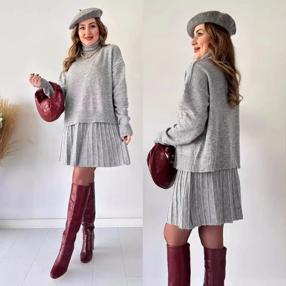 Cotton Linen Pleated Skirt Set
