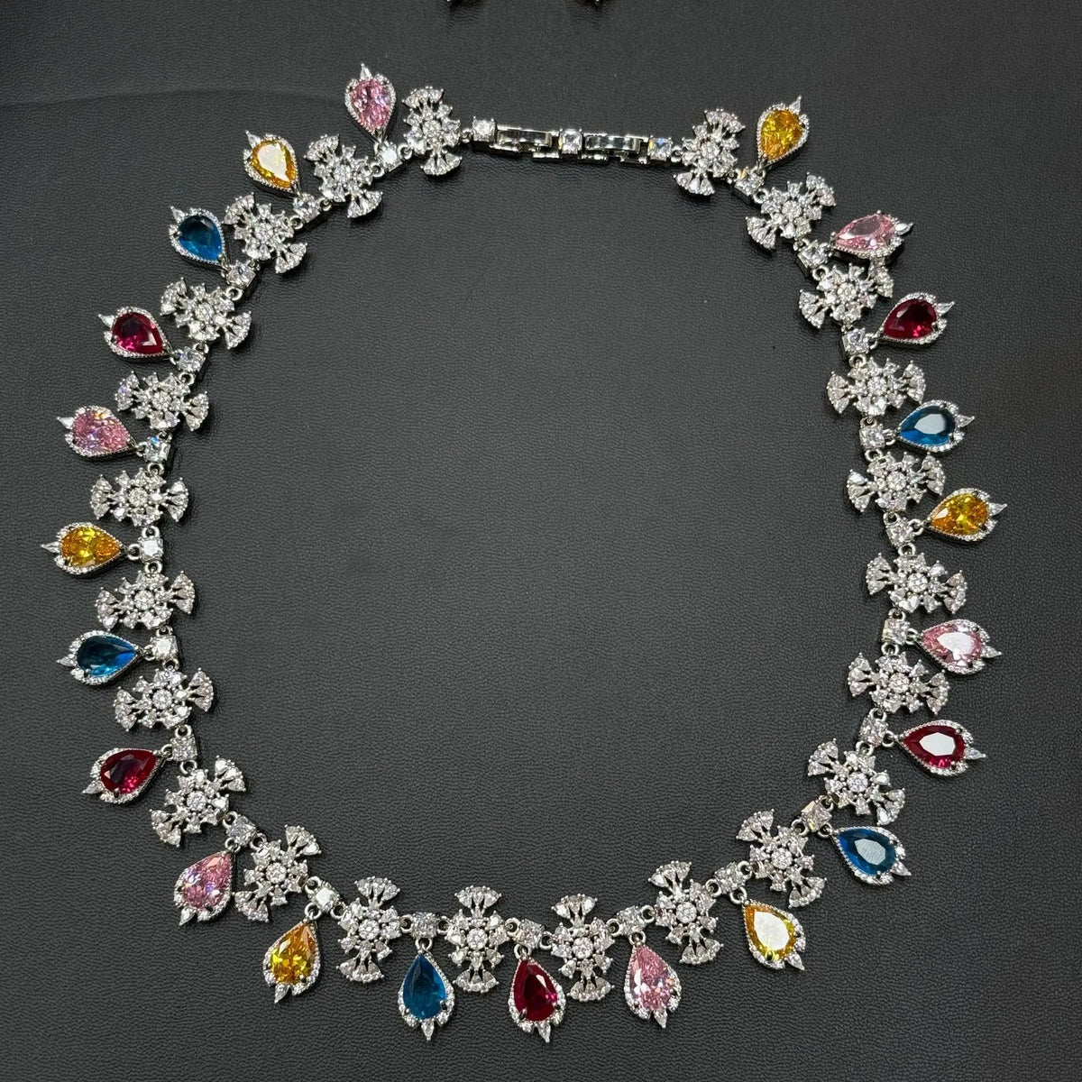 Colorful Zircon Earring and Necklace Jewelry Set for Women
