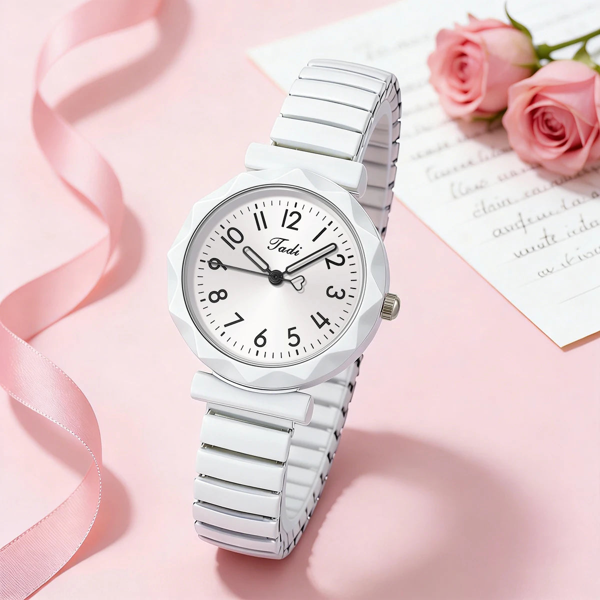 Round Dial Elastic Band Quartz Watch