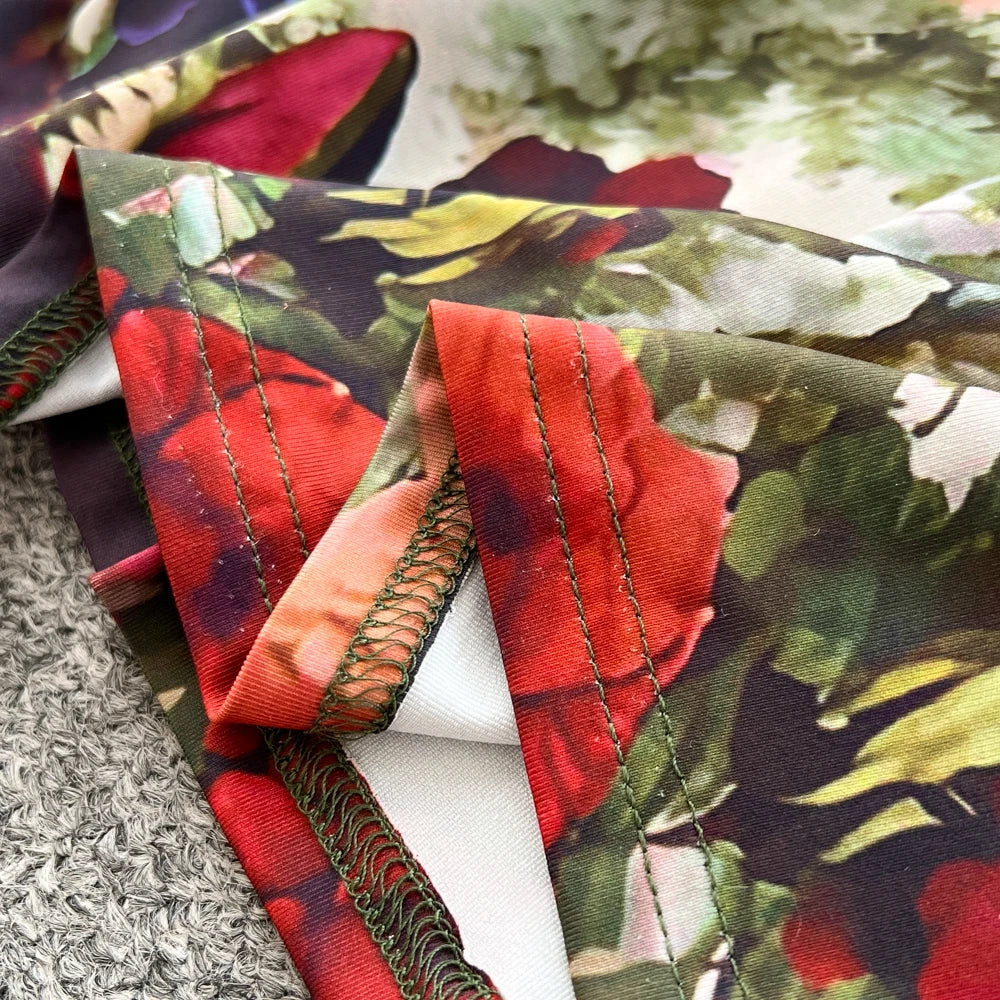 Vintage Floral Print Long Sleeve Maxi Dress for Women