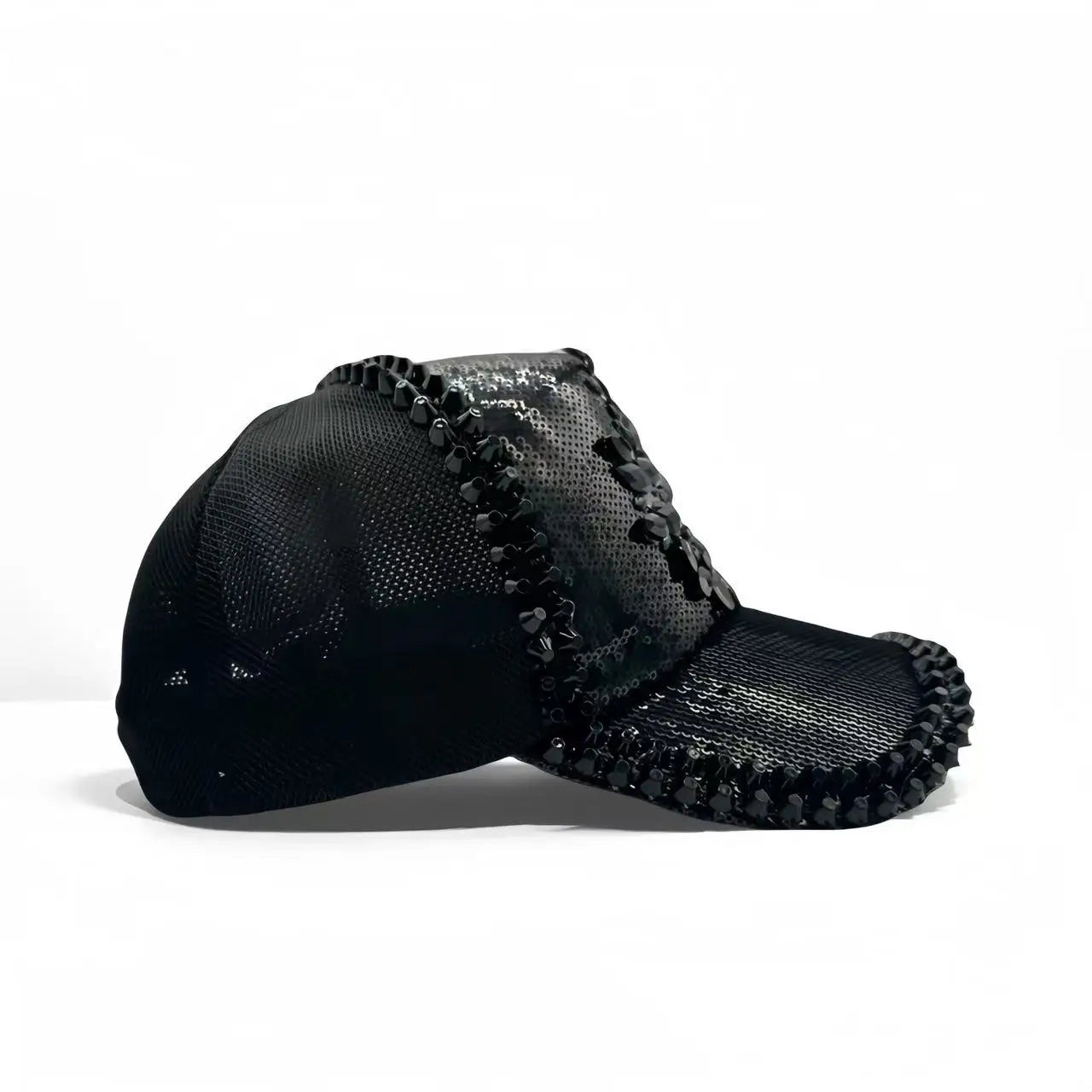 Black Luxury Steampunk Rhinestone Baseball Cap for Women
