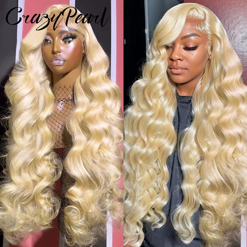 Long Blonde Body Wave HD Lace Front Human Hair Wig for Women