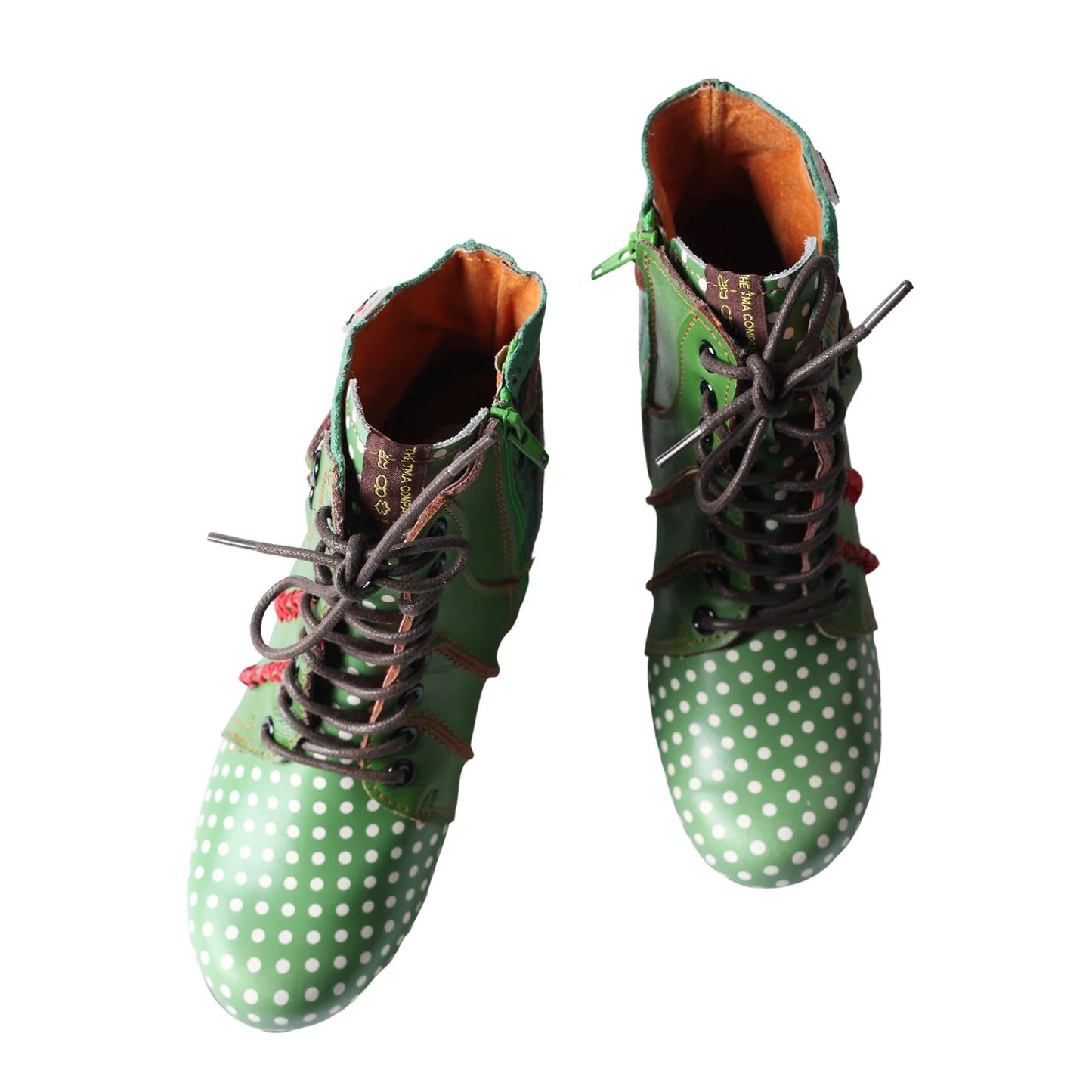 Genuine Leather Polka Dot Ankle Boots